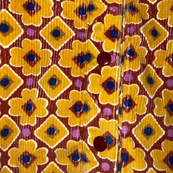 Urban Outfitters Neutral Floral Geometric Y2K Cropped Cotton Jacket Yellow M - Picture 3 of 8